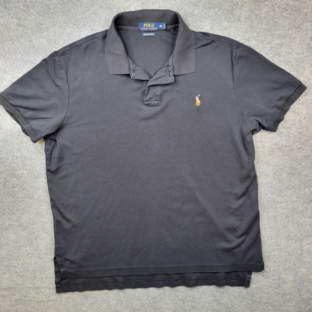 Polo‎ Ralph Lauren Shirt Mens XL Black Solid Pima Soft Touch Pony Casual Top